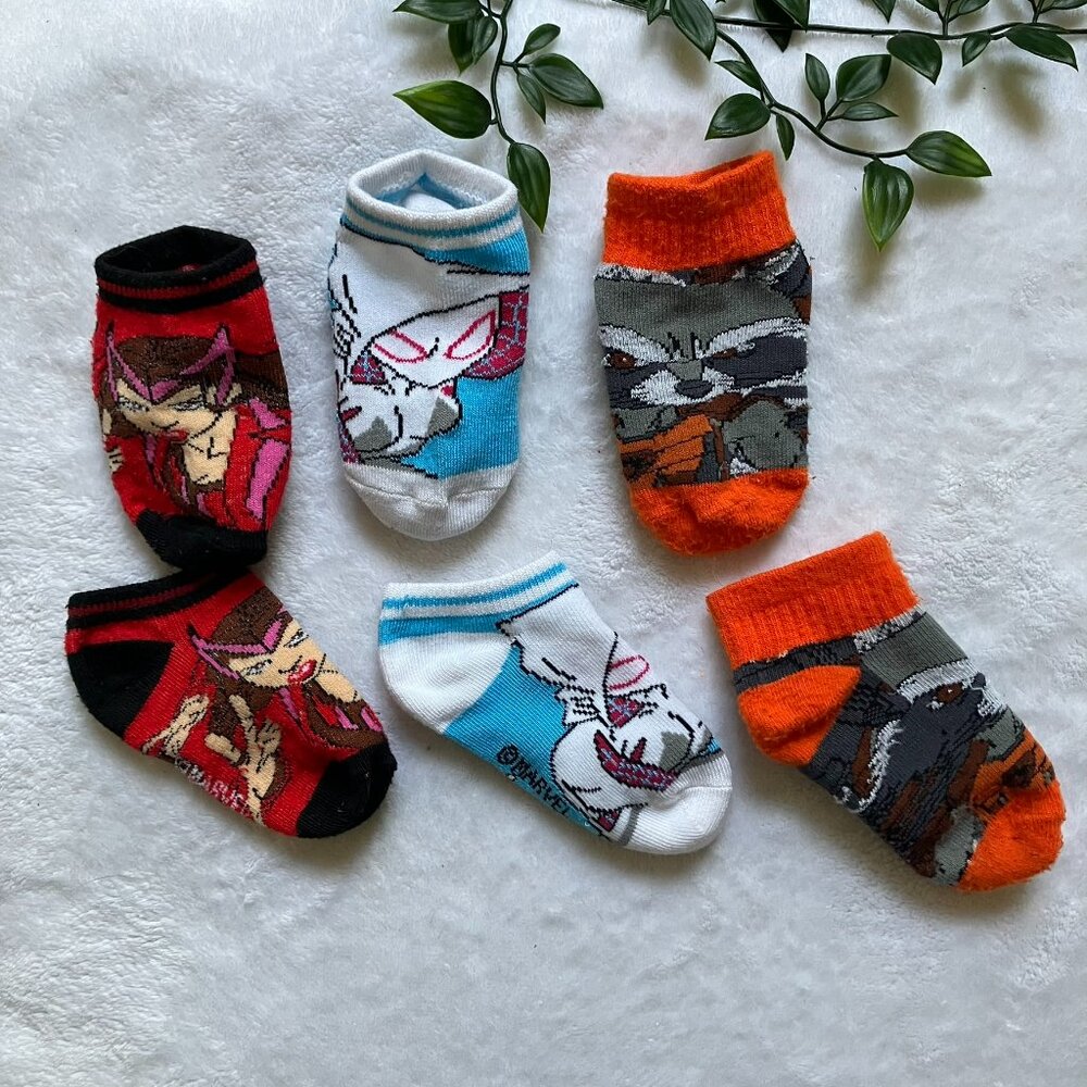 FREE with Purchase Marvel Toddler Socks Lot 12-18M Scarlet Witch Spider Gwen Roc